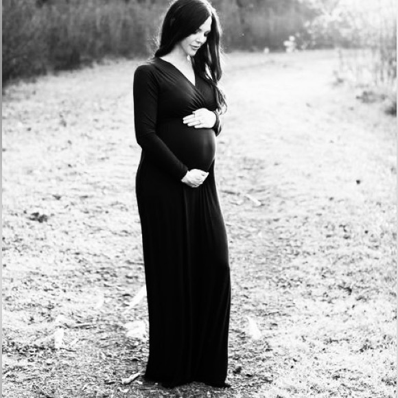 Black Long Sleeve Maternity Maxi Dress - Picture 1 of 9